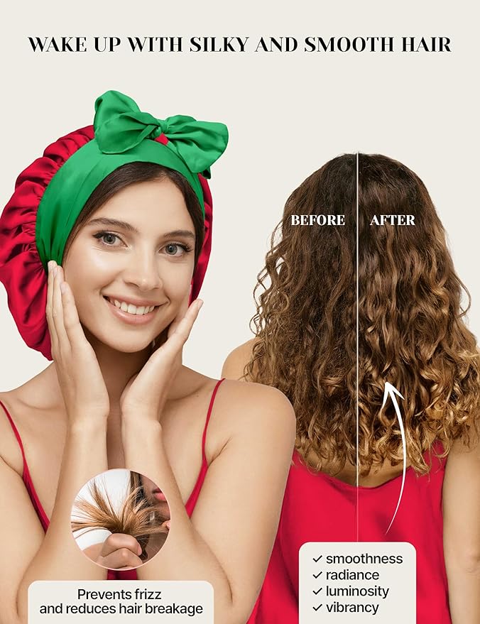 100% Mulberry Silk Bonnet for Sleeping Women with Curly Hair – Alternative to Double Layer Satin Bonnet with Tie Band – Mothers Day Gifts Silk Hair Wrap for Sleep with Wonder Loop