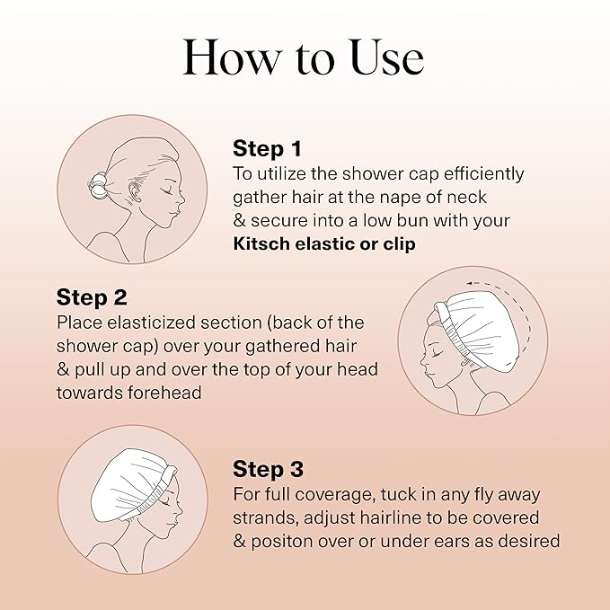 Kitsch Luxury Shower Caps for Women Reusable Waterproof - Large Shower Cap for Women, Non-slip, Quick-dry Hair Cap for Long and Short Hair, Comfortable and Stylish Design - Blush Dot