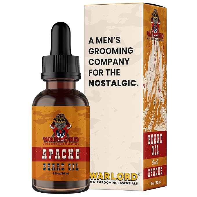 WARLORD Beard Oil & Beard Softener for Men - Beard Moisturizer & Natural Beard Oil to Reduce Itchy Skin, Tame Hair and Manage Frizz - Apache, 1 Fl Oz