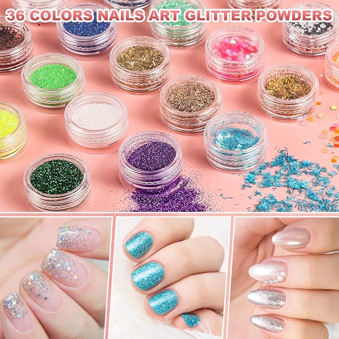 Acrylic Nail Kit for Beginners with Everything, with Professional Gel Nail Polish Kit with UV Light Nail Kit Set Acrylic Powder Kit Nail Art Tips Nail Art Decoration, DIY Nail Art Tool Nail Supplies