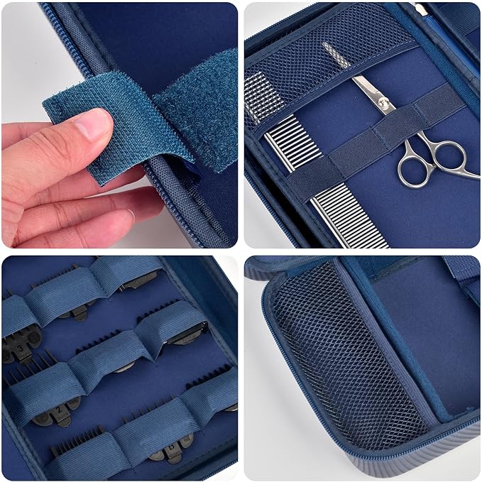 Boobowl Barber Accessories Bag for Clippers and Supplies, Mens Hair Trimmers Box, Portable Clipper Storage Holder for Hair Cutting, Guard Grooming Kit and Barbers Supplies (Bag Only)- Dark Blue