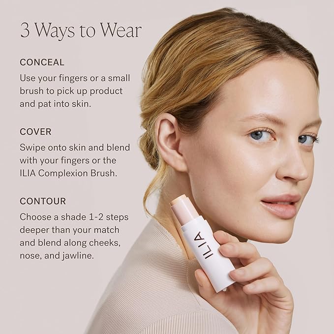 ILIA - Skin Rewind Complexion Stick - Foundation + Concealer + Skincare | Non-Toxic, Vegan, Cruelty-Free, Clean Makeup (25N - Elm, 0.35 oz | 10 g)