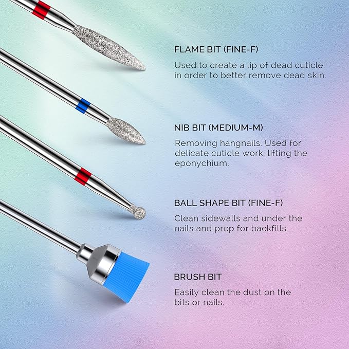 MelodySusie Nail Drill Bits Set, 7Pcs Professional Tungsten Carbide Ceramic Acrylic Nail File Drill Bit for Manicure Pedicure Cuticle Gel Nail Polishing