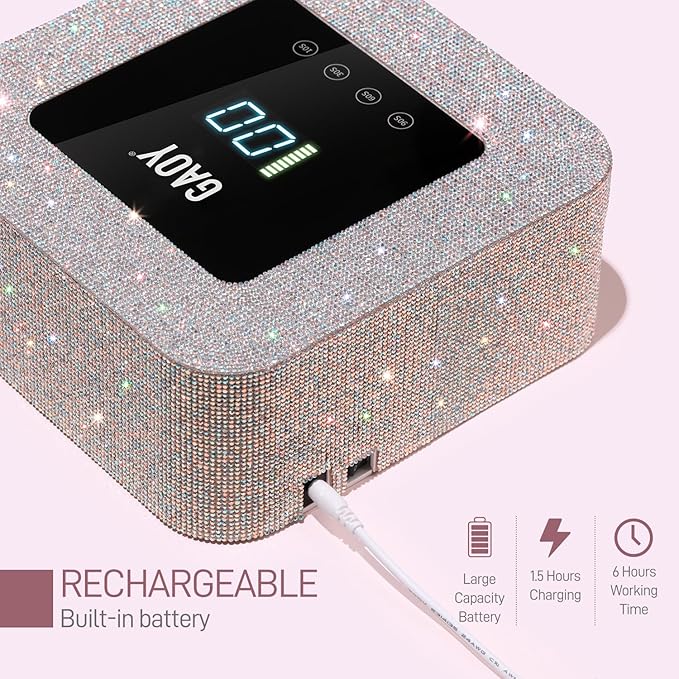 GAOY Cordless UV LED Nail Lamp for Gel Nails, Rechargeable UV Light, Professional Nail Dryer with 4 Timers, Automatic Sensor and Sensitive Mode for Fast Curing, AB Diamond