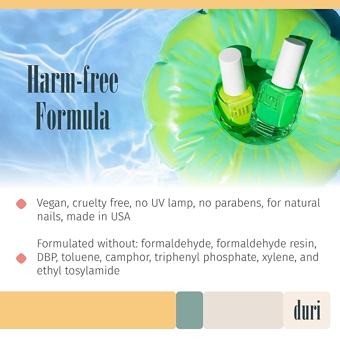 duri 159N Piranha - Neon Lime Green Nail Polish, Matte Finish, Quick Drying, 0.45 Fl Oz