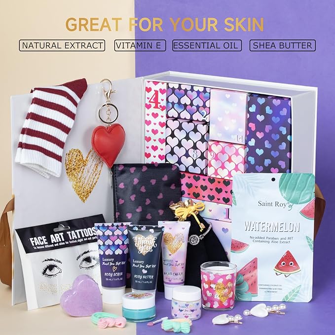 Mother's Day Gifts Surprise Advent Calendar Bath Box Spa Gift, 15 Days of Individually Boxed bath gift, Bath Spa Gifts Shower Skincare Kit, Spa Gift Set for Women