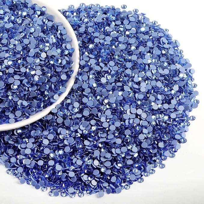 Beadsland Hotfix Rhinestones Bulk, 14400PCS Crystal Hot Fix Rhinestones for Crafts Clothes DIY Decoration, Light Sapphire, SS10, 2.7-2.9mm
