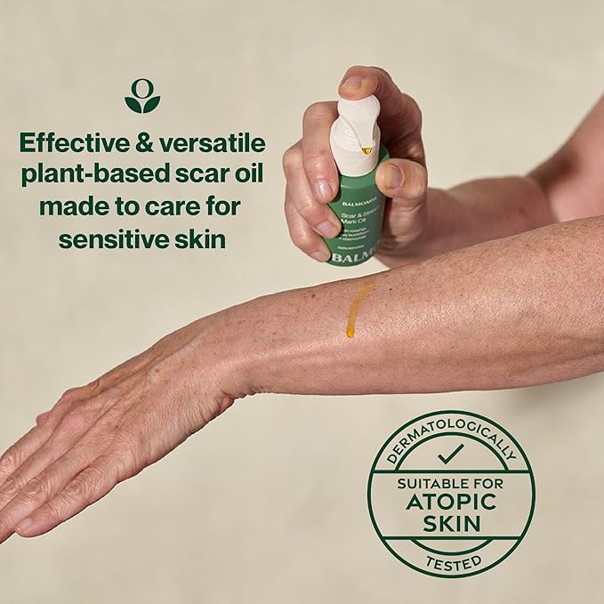 Balmonds Scar and Stretch Mark Oil 50ml - 100% Natural Blend of Rosehip, Borage and Sea Buckthorn Oils - Helps Improve The Appearance of Scars, Uneven Skin Tone, Acne Scars & Stretch Marks - (1.7 oz)
