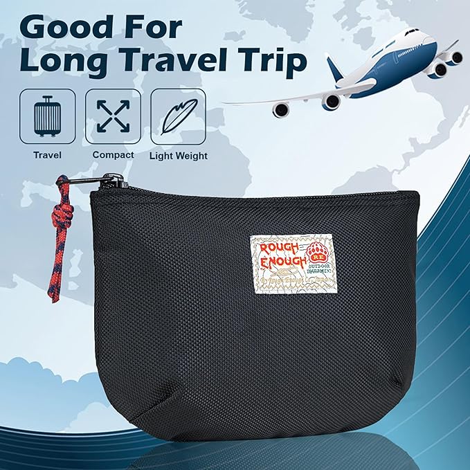 Rough Enough Small Tech Organizer Travel Case for Electronics & Cords - Cable Storage Bag Black