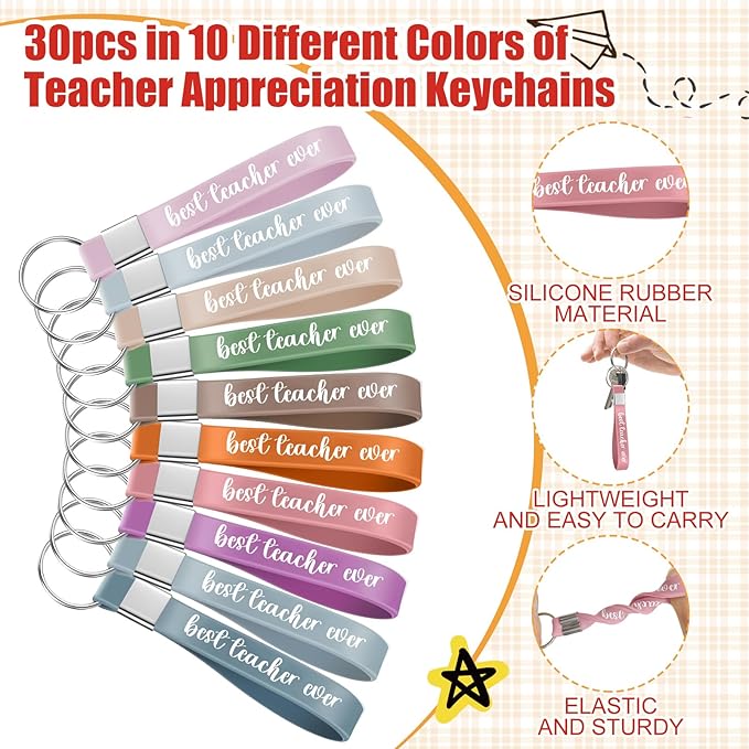 60pcs Teacher Appreciation Gifts Set，Teacher Survival Kit Canvas Makeup Bags for Women, Silicone Keychain Pouch Cosmetic Bag Travel Toiletry Bag for Thank You Gift