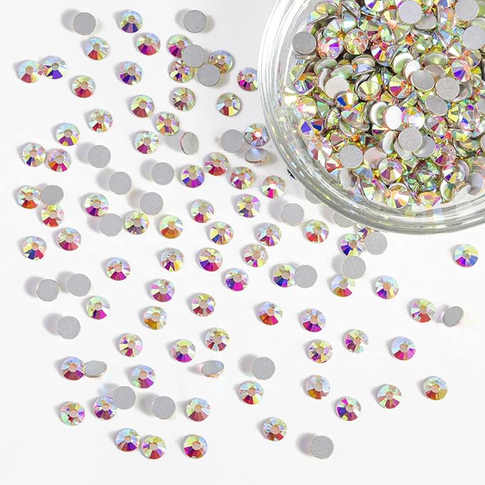 Beadsland Flatback Rhinestones Bulk,2880pcs Crystal AB Rhinestones for Nails Crafts Clothes DIY Decoration, Crystal AB, SS30, 6.3-6.5mm