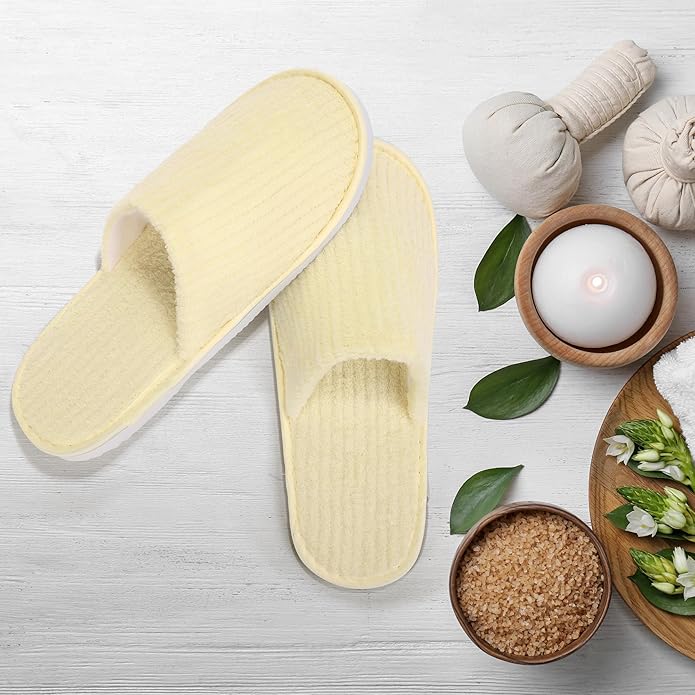 Elcoho 12 Pairs Closed Toe Spa Slippers Reusable Slippers Coral Fleece Washable Disposable Home Slippers for Women Men Guests Hotels House Slippers Housewarming Indoors Bathroom Party Traveling