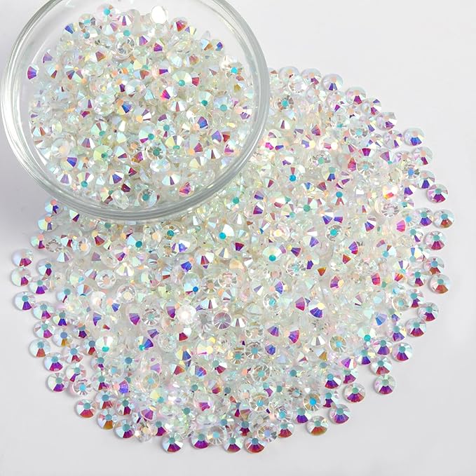 Beadsland Flatback Rhinestones Bulk,14400pcs Crystal Rhinestones for Nails Crafts Clothes DIY Decoration, Transparent AB, SS6, 1.9-2.1mm