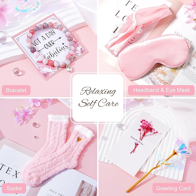 Birthday Gifts for Women Self Care Gifts Get Well Soon Gifts for Women,Relaxing Spa Gifts Basket w/Flannel Blanket Traveling Pillow Care Package christmas Birthday Gifts Idea for Mom Her Wife Friends