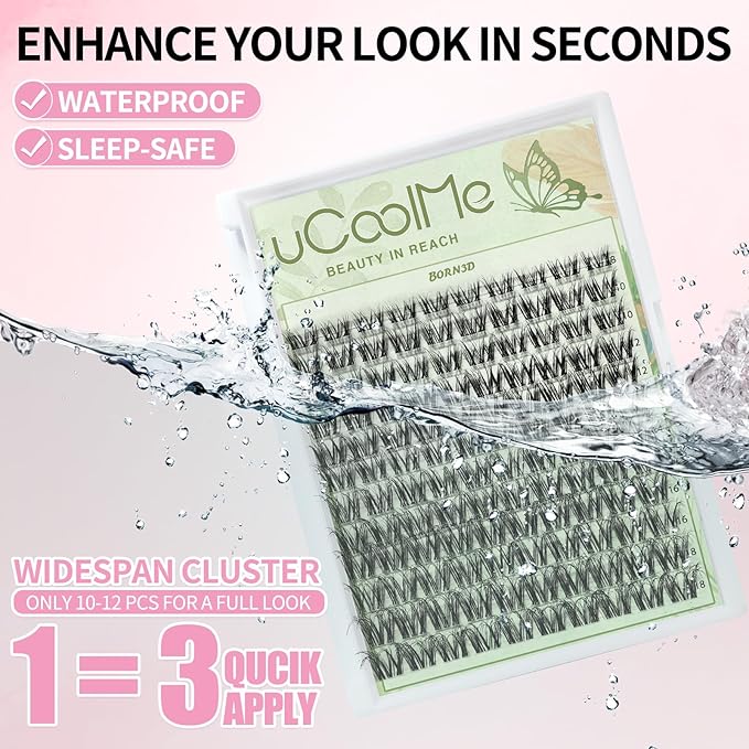 Born3D-ViVi Lash Clusters Wispy 8-18mm Eyelash Clusters Natural Lightly Fluffy D Curl - WideSpan DIY Eyelash Extensions Individual Lashes Ultra-Thin Invisible Lash Band Only Lashes