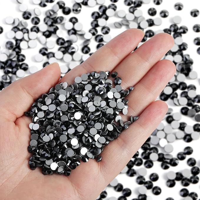 Beadsland Flatback Rhinestones Bulk, 14400pcs Rhinestones for Nails Crafts Clothes DIY Decoration,Jet Hematite, SS16, 3.8-4.0mm