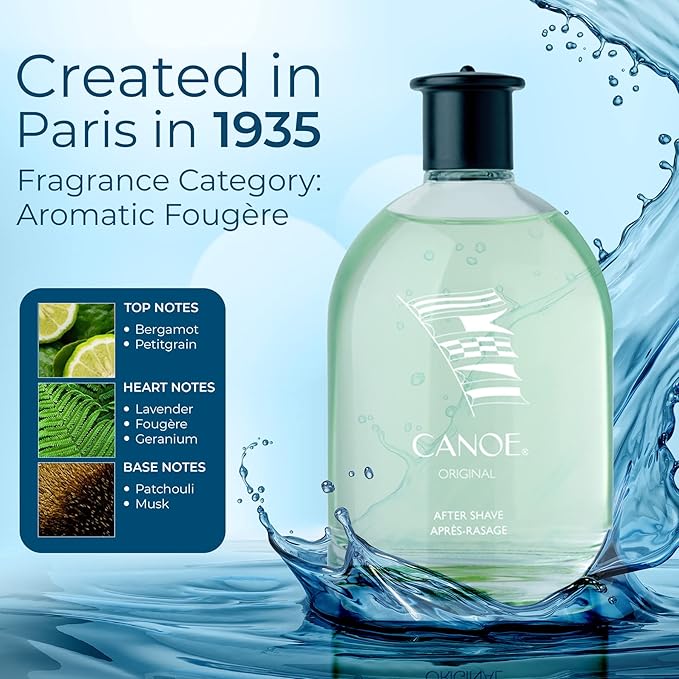CANOE Aftershave Splash for Men by DANA (4 fl oz) Essence of an Adventurous Lifestyle, Classic Sport Scent