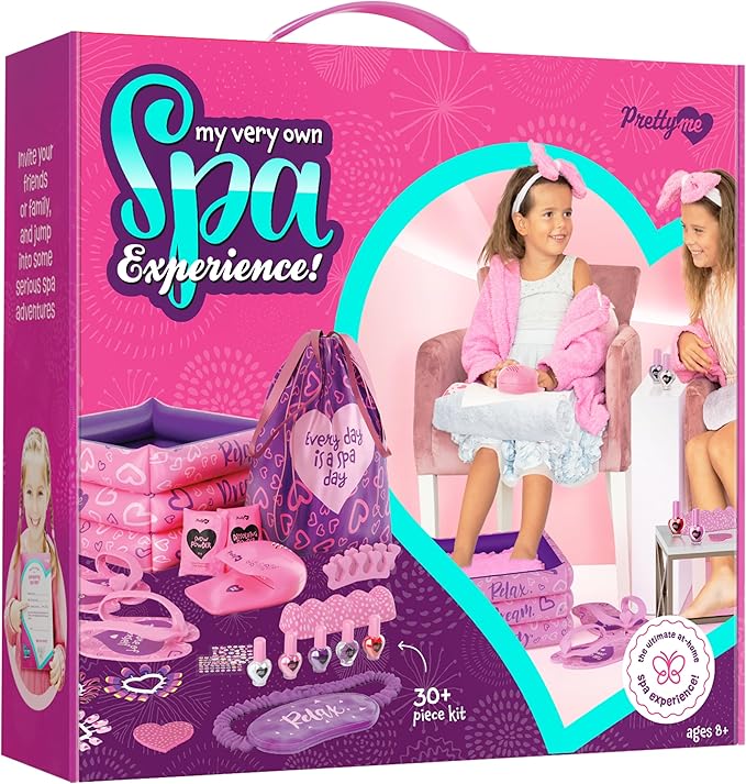 Pretty Me Spa Day Kit for Girls - Kids Manicure Pedicure Gift Set for Ages 5 to 10 - Girl Gifts - Kid Foot and Nail Kits - 6 Years Old Birthday Ideas - Children Toys Age 6-8 5-7