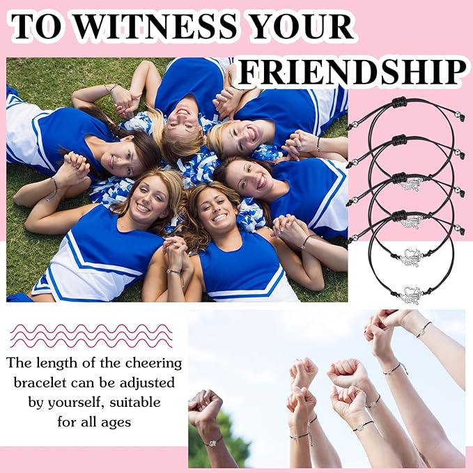 91 Pcs Cheerleader Gifts Kit Zipper Portable Cheer Makeup Bag Keychain Black Cheer Bracelets 1 Bag Waterproof Stickers for Women Girls Cheerleader Teammates