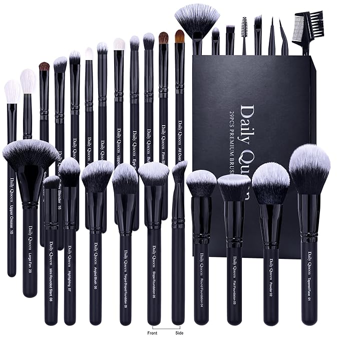 29pcs Black Professional Makeup Brush Set Kabuki Powder Concealers Eye shadows Blush Eyeliner Eyebrow Contour Eye blending Brushes