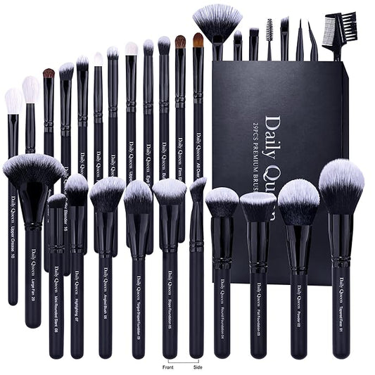 29pcs Black Professional Makeup Brush Set Kabuki Powder Concealers Eye shadows Blush Eyeliner Eyebrow Contour Eye blending Brushes