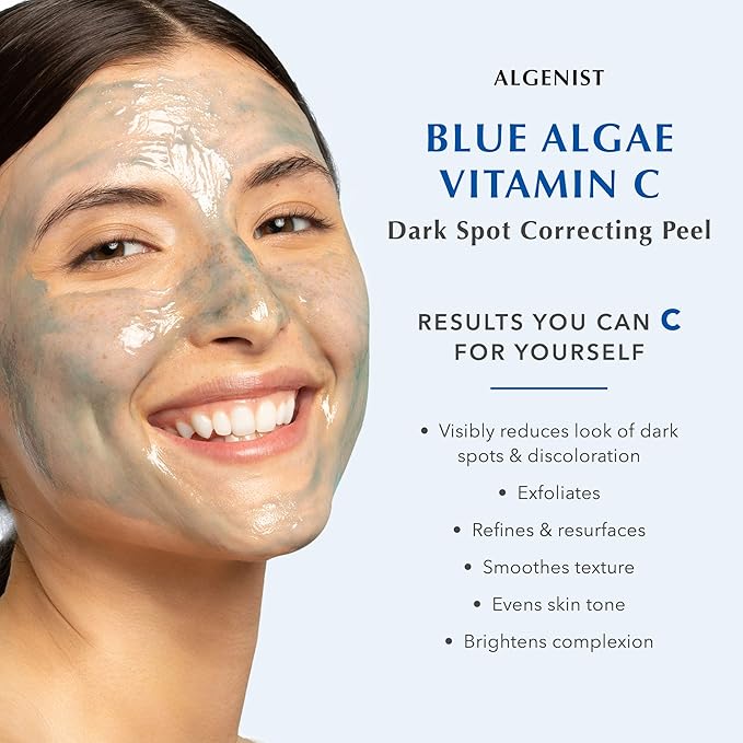 Algenist Blue Algae Vitamin C Dark Spot Correcting Peel - Visibly Reduce the Appearance of Discoloration - Exfoliating AHAs, BHA & PHA to Brighten & Even Skin Tone (45ml)