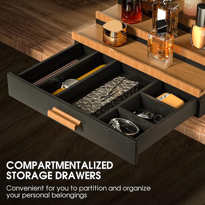 Sephyroth Cologne Organizer for Men 3 Tier of Cologne Display with Drawer Storage Perfume Oragnizer Display,Great Gift for Man(Black Walnut)