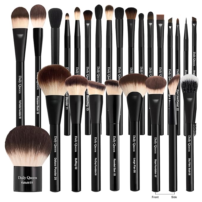 Makeup Brush Set 25 pcs Black Professional Kabuki Powder Concealers Eye shadows Blush Eyeliner Eyebrow Contour Eye blending Brushes