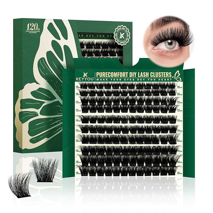 Lash Clusters 120pcs Eyelash Clusters 10-18mix D Curl Cluster Lashes Thick Super Soft Wispy DIY Eyelash Extension at Home(PC03-D-10-18MIX)