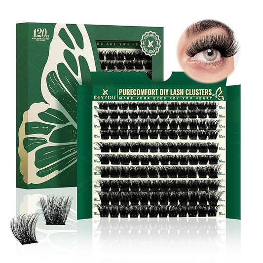 Lash Clusters 120pcs Eyelash Clusters 10-18mix D Curl Cluster Lashes Thick Super Soft Wispy DIY Eyelash Extension at Home(PC03-D-10-18MIX)