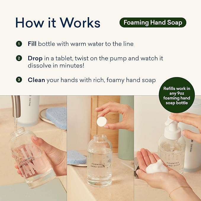 BLUELAND Foaming Hand Soap Refill Tablets, 4-Pack, Holiday Scents, Eco Friendly Cleaning Products, 4 x 9 Fl oz