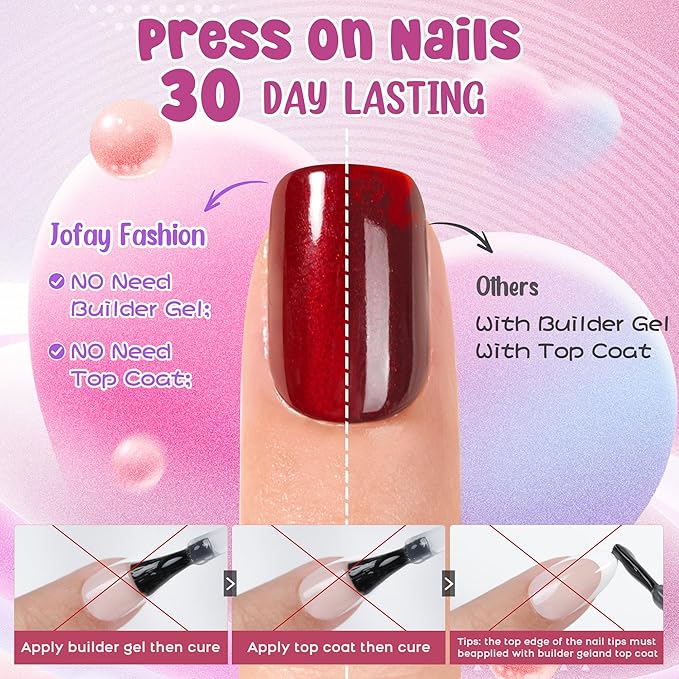Press on Nails Short Square - Cat Eye Press on Nails, 5 Styles Soft Gel x Coat Nails False Nails, Bt Art Box Press On Nails in 16 Sizes -160PCS Soft Gel Fake Nails Kit
