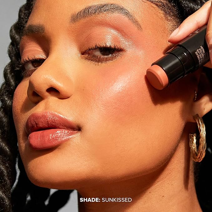 Nudestix Nudies Matte Cream Bronzer 3-in-1 All Over Face Colour for Face, Eyes, and Lips w/Blending Brush (Sunkissed)
