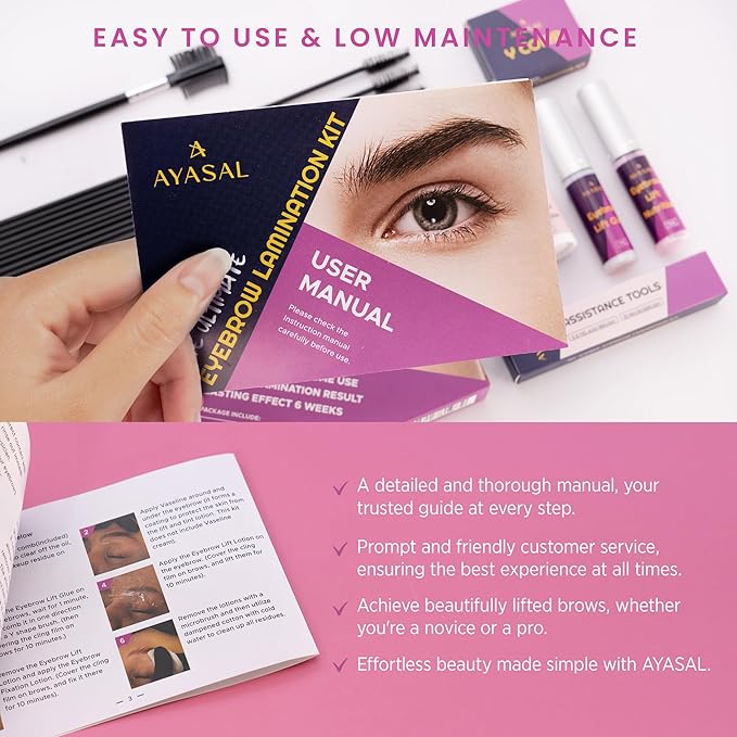 Brow Lamination Kit Perm Lift: Professional Results Long-lasting Eyebrow Lift & Brow Perm with Detailed Instructions - Easy DIY Eyebrow Laminate Set Home Beauty Supplies (Purple)