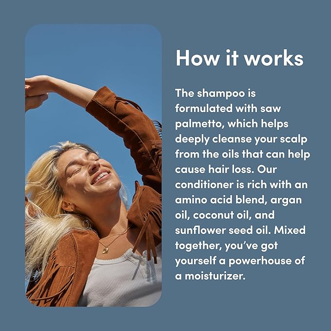 hers Triple Threat Shampoo and Conditioner Set for Women - Thickening, Moisturizing, Reduces Shedding - Color Safe Hair Loss Shampoo and Conditioner - Napa Rose - 2 x 6.4 fl oz