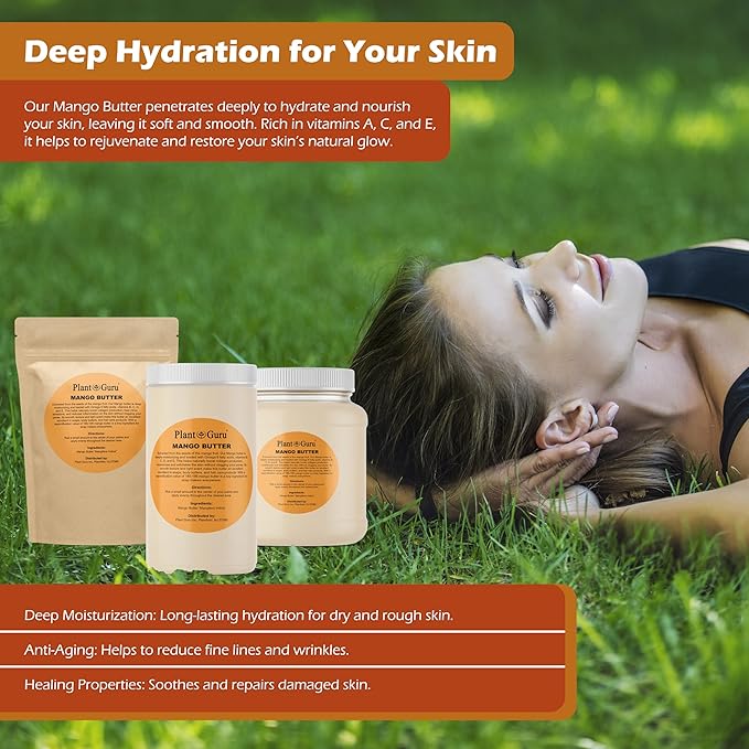 Raw Mango Butter 32 oz. / 2 lbs. Bulk - 100% Pure Natural Unrefined - Great for Skin, Body and Hair Growth. DIY Soap Making, Body Butter, Lotions and Creams.