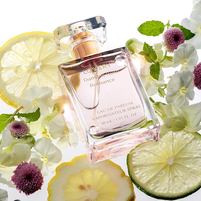 Mother's Day Womens Gifts, Birthday Gifts for Mom, Self Care Gifts for Women, Damask Rose Romance Spa Kit with Soy Candle, Perfume Roll On, Body Lotion, Body Mist & Eau de Parfum, Bath & Body Care Set