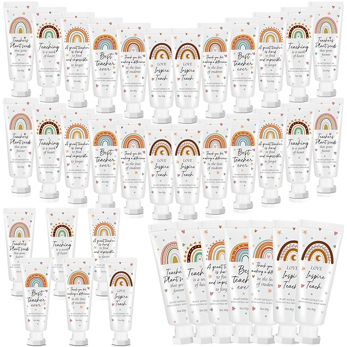 24 Pcs Teacher Appreciation Hand Cream Gifts Boho Rainbow Graduation End the Year Thank You Teacher Gifts for Women Travel Size Hand Cream Christmas Moisturizing Hnad Lotion