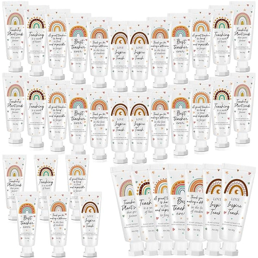 24 Pcs Teacher Appreciation Hand Cream Gifts Boho Rainbow Graduation End the Year Thank You Teacher Gifts for Women Travel Size Hand Cream Christmas Moisturizing Hnad Lotion