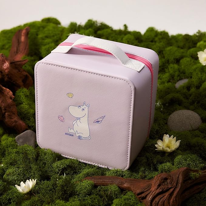 x Moomin Off To The Sea Cosmetics Bag – Cute Faux Leather Makeup Organizer with Plush Lining, Travel-Ready (Purple Seashell Moomin)