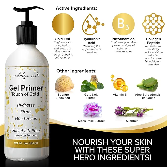 Conductive Gel - Facial Hydrating Leave-On Gel Primer, Hyaluronic Acid, Collagen Peptide, Niacinamide, Vitamin E, Gold Foil