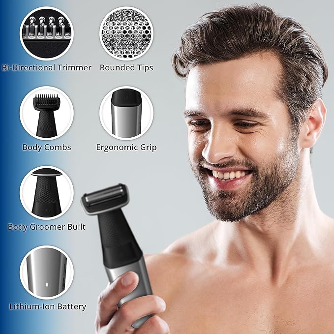 Philips Norelco Body Groomer Series 5000 Body Shaver, Body Hair Trimmer for Men, Showerproof Manscaping Groin Trimmer for Men