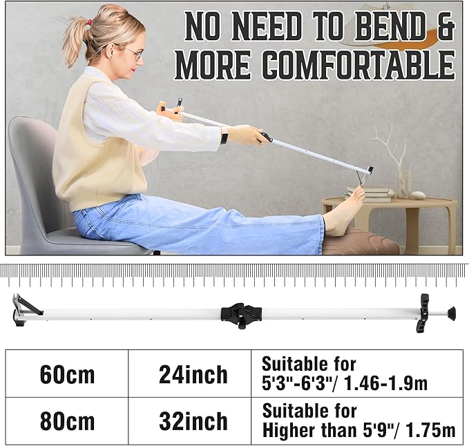 Foldable Aluminium 32" Extended toenail Clippers for Seniors Long Handle,Wide Jaw Opening, Easy Reach Toenails Tool,Design for Seniors, Overweight, Hip and Waist Patients(Without Magnifying Glass)