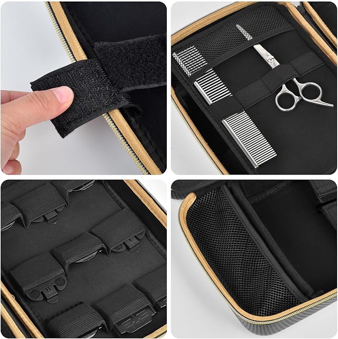 Boobowl Barber Accessories Bag for Clippers and Supplies, Mens Hair Trimmers Box, Portable Clipper Storage Holder for Hair Cutting, Guard Grooming Kit and Barbers Supplies (Bag Only)-Dark Black