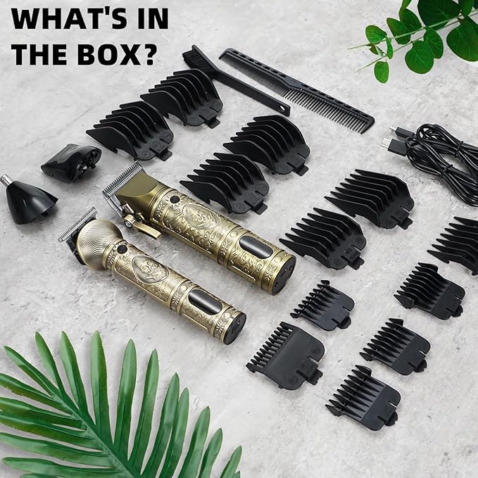 Clippers and Trimmers Set, Beard Trimmer, Electric Razors Shaver for Men, Professional Hair Clipper for Barbers Hair Cutting Set, Mens Grooming Kit w/Mustache Nose Hair Trimmer, Gifts for Him