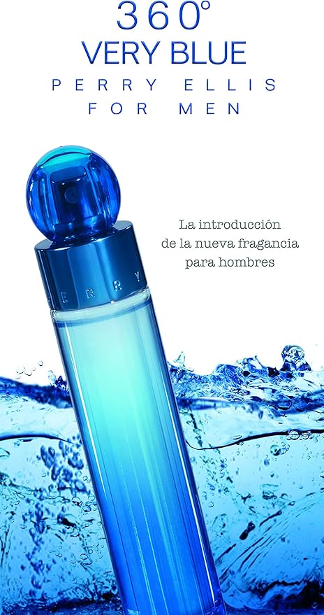 Perry Ellis Fragrances Perry Ellis 360 Very Blue for Men, 3-piece Gift Set Canister, 3.4 Fl Oz