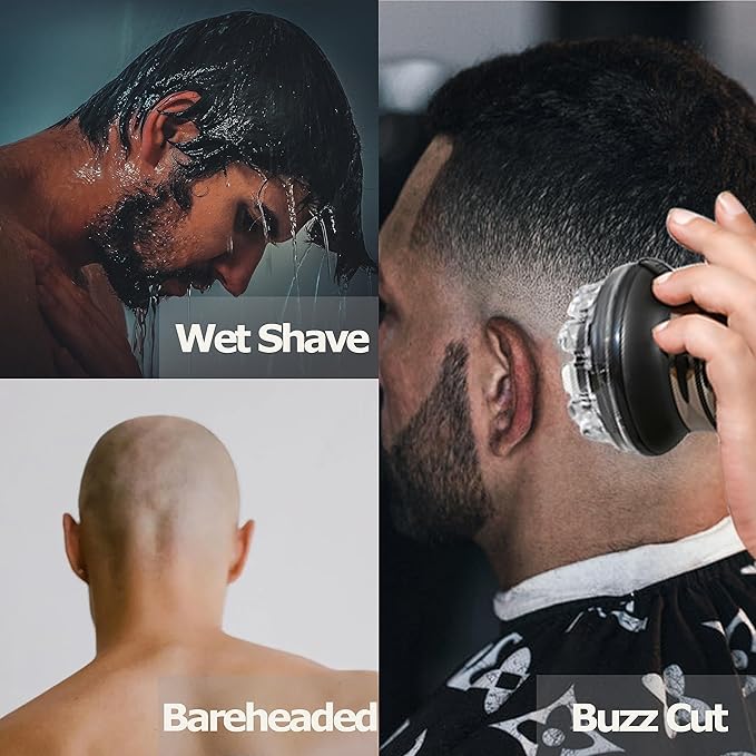 KEMEI Professional Hair Clippers for Men, Automatic Circular Hair Trimmer, Cordless Self-Haircut Kit with LED Display, KM-887 Silvery