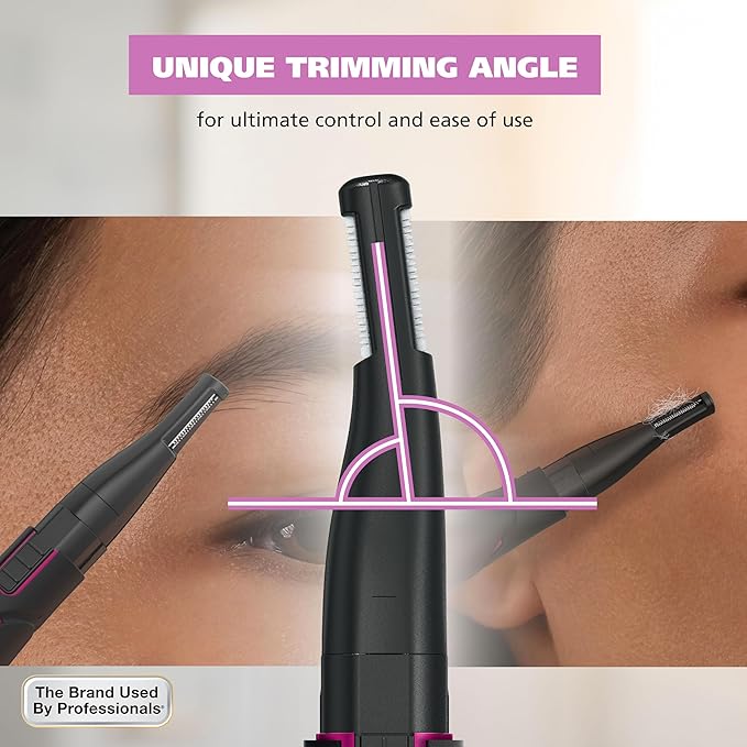 Wahl DualTech® Battery-Powered Hair Trimmer, Face Trimmer for Women Double Sided Detail Trimmer Head, Comfort Grip Body, Facial Hair Remover for Women Model 3026635