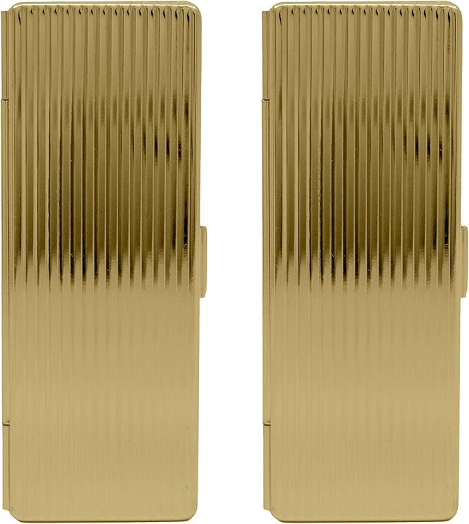 Stephanie Imports Set of 2 Rectangular Vintage Lipstick Cases With Glass Mirror (Gold Ripple)