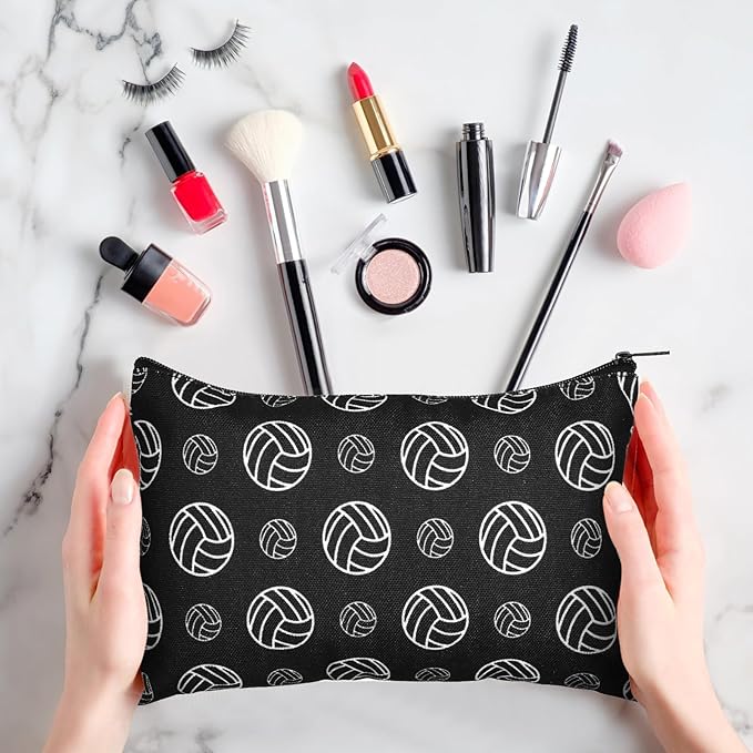 Eccliy 20 Pcs Volleyball Makeup Bags Bulk Sport Team Gifts Volleyball Cosmetic Bag Accessories for Women Toiletry Zipper Pouch Travel Canvas Gifts Stuff for Party Team Players Lover